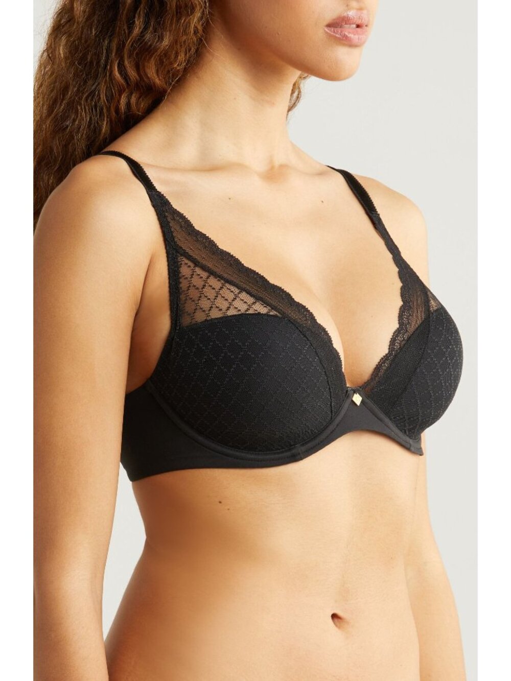 🆕CHANTELLE Norah Chic Plunge T-Shirt Underwire Bra 36H Black #16MNA - Picture 4 of 11
